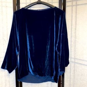 Sofie D’Hoore Blue Velvet Silk Top Bateau Neckline Size 38